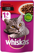 Mokra karma dla kotów dorosłych Whiskas z wołowiną w sosie 100 g (4770608239138) - obraz 1