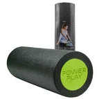 Масажний ролик (роллер) гладкий PowerPlay 4021 Fitness Roller Чорно-зелений (45x15см.)
