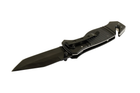 Нож складной MASTERTOOL "ELMAX" 207х37х16 мм черное нержавеющее лезвие алюминиевая рукоятка стропорез AMS1264 - изображение 3