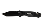 Нож складной MASTERTOOL "ELMAX" 207х37х16 мм черное нержавеющее лезвие алюминиевая рукоятка стропорез AMS1264 - изображение 4