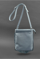 Кожаная женская сумка с бахромой мини-кроссбоди голубой - изображение 3