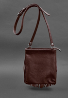 Кожаная женская сумка с бахромой мини-кроссбоди бордовый - изображение 3