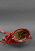 Кожаная женская сумка с бахромой мини-кроссбоди красная - изображение 6