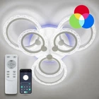 Управляемая светодиодная люстра LILY RGB 100W 7R APP WHITE/CLEAR 650х115мм Luminaria 220V IP20 с пультом ДУ