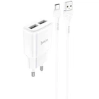 Мережевий зарядний пристрій HOCO C88A (2USB/2.4A) + Type-C (Білий) (135668)