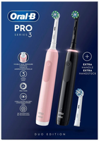 Zestaw szczoteczek elektrycznych Oral-B Pro3 3900N Black CA + Pink CA (8006540760277) - obraz 3