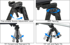 Сошки Leapers UTG Recon 360 TL, 200-305 мм, Picattinny, 3 позиції, поворотні, гумові ніжки, TL-BP03-A - зображення 10