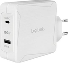 Ładowarka sieciowa LogiLink 2-Port USB-A/USB-C 100 W Biała (4052792067538) - obraz 1