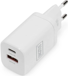 Мережевий зарядний пристрій Digitus USB-C/USB-A 30W DualPort Білий (DA-10062) - зображення 1
