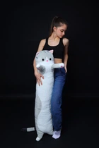 Детская игрушка плюшевая обнимашка Кот батон 130 см подушка Серый 9008/130