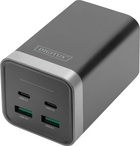 4-портовий універсальний зарядний пристрій Digitus 150Вт GaN 2x USB-C 2x USB-A PD3.0 (DA-10181) - зображення 1