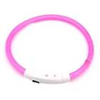Світлодіодний LED нашийник Lesko L-18 Pink L для собак і котів USB водовідштовхувальний, що світиться