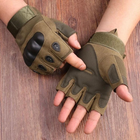 Перчатки тактические с защитой костяшек полупалец олива М - изображение 3