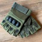 Перчатки тактические с защитой костяшек полупалец олива М - изображение 6