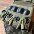 Перчатки тактические с защитой костяшек полупалец олива М - изображение 7
