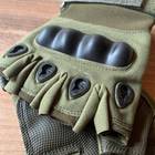 Перчатки тактические с защитой костяшек полупалец олива L - изображение 7