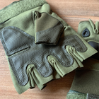 Перчатки тактические с защитой костяшек полупалец олива L - изображение 8