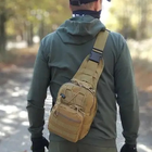 Тактическая сумка мужская армейская укрепленная coyote / слинг/ рюкзак (3703) - изображение 3