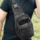 Тактическая сумка мужская армейская укрепленная black / слинг/ рюкзак (3702) - изображение 9