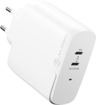 Мережевий зарядний пристрій Alogic Rapid Power 63W (45+18W) GaN Charger 2 port + 2m USB-C Cable White (WCG2X63-EU) - зображення 1