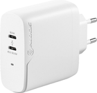 Мережевий зарядний пристрій Alogic Rapid Power 63W (45+18W) GaN Charger 2 port + 2m USB-C Cable White (WCG2X63-EU) - зображення 3
