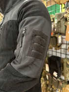 Мужская флисовая демисезонная кофта Safari Tactical на молнии с Softshell вставками Черный XL Kali AI475 высокий воротник - стойка велкро для шевронов - изображение 3