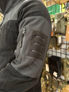 Чоловіча флісова демісезонна кофта Safari Tactical на блискавці з Softshell вставками Чорний XL Kali AI475 високий комір - стійка велкро для шевронів - зображення 3