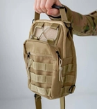 Чоловіча сумка-рюкзак на плече 6л Койот тактична нагрудна сумка однолямкова підсумок тактичний - зображення 2