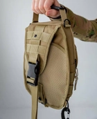 Чоловіча сумка-рюкзак на плече 6л Койот тактична нагрудна сумка однолямкова підсумок тактичний - зображення 3