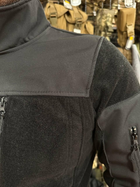 Чоловіча демісезонна флісова кофта Safari Tactical на блискавці з Softshell вставками Чорний 2XL Kali високий комір - стійка з липучками на рукаві - зображення 6
