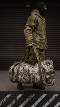Большая сумка баул из ткани Oxford 600D с водонепроницаемой пропиткой трансформируется в рюкзак 2 лямки шириной 5 см с дополнительным умягчителем 120 л Пиксель (Kali) - изображение 7