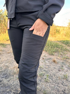Штани на флісі чорні жіночі зима Soft Shell для спецпідрозділу Combat S L - зображення 7