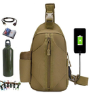 Тактична сумка борсетка на одній лямці з USB колір Койот . - зображення 1
