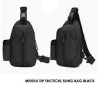 Тактична чорна сумка борсетка на одній лямці з USB. - зображення 3