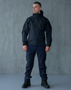 Чоловічий демісезонний Костюм ДСНС Softshell із Липучками під Шеврони темно-синя Куртка та штани XL - зображення 1