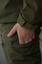 Мужской демисезонный костюм Softshell с Липучками под Шевроны цвет оливковый Куртка и брюки L - изображение 4
