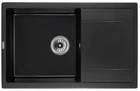 Кухонна мийка граніт GRANADO Alicante Black Shine GR2401 + сифон одинарний для кухонної мийки Nova з ексцентриком