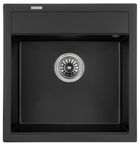 Кухонная мойка гранит GRANADO Merida black shine (0301) + сифон одинарный для кухонной мойки Nova