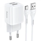 Сетевое зарядное устройство Hoco N8 USB-C/USB-A с кабелем USB-C 1 м белый