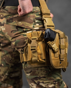 Набедренная тактическая кабура для пистолета Tactic универсальная кобура на пояс с карманом под магазин кайот Вт7585 - изображение 3