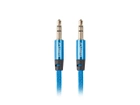Kabel audio stereo LANBERG mini-jack 3.5 mm M/M 1 m Premium Niebieski (CA-MJMJ-10CU-0010-BL) - obraz 2