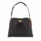 Сумка женская кожаная Coach Polished Pebble Leather Willow Shoulder Bag черная
