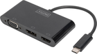 Adapter Digitus USB Type-C + DisplayPort + HDMI + VGA Black (DA-70859) - obraz 1