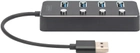 Hub USB Digitus USB 3.0 Type-A 4-portowy z wyłącznikami Grey (DA-70247) - obraz 3