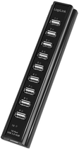 USB-хаб LogiLink USB 2.0 Type-A 10-портовий Black (4260113571286) - зображення 1