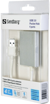 USB-хаб Sandberg USB 3.0 Pocket Hub 4-портовий Silver (5705730133886) - зображення 3