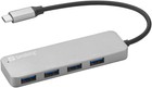 Hub USB Sandberg SAVER USB-C to 4 x USB 3.0 Silver (5705730336201) - obraz 1