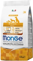 Сухой корм Monge dog корм all breeds adult индейка + рис