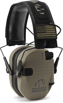 Активні тактичні навушники Walker's Razor Slim Patriot Series з патчами, FDE (Пісочний) - зображення 1