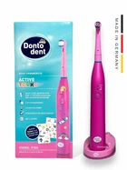 Дитяча електрична зубна щітка DontoDent Pink від 4 років 2 режими на акумуляторі та на зарядку для дівчинки та дітей kids young електрощітка на подарунок комплект наклейок